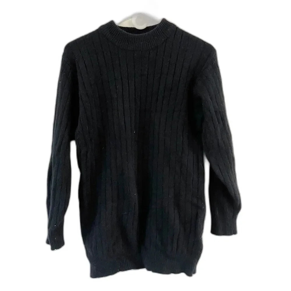 Vintage Rafaella Women’s Black Angora Lambswool Sweater Sz S Tunic Dress Long